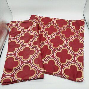 CaliTime Throw Pillow Cover 17" Red Gold Set Of 2 Zipper